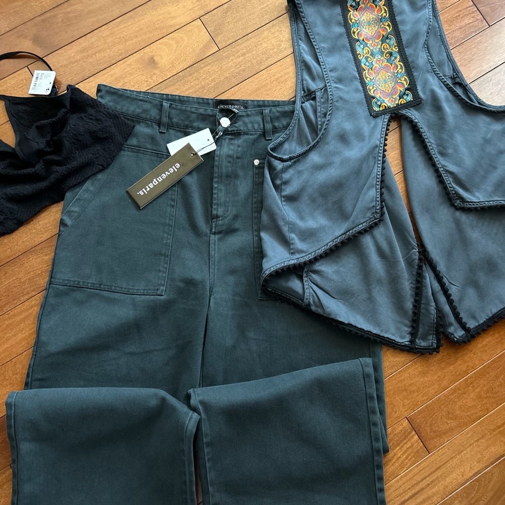 Elevenparis gray wide leg jeans size 30New with tag - Picture 4 of 12